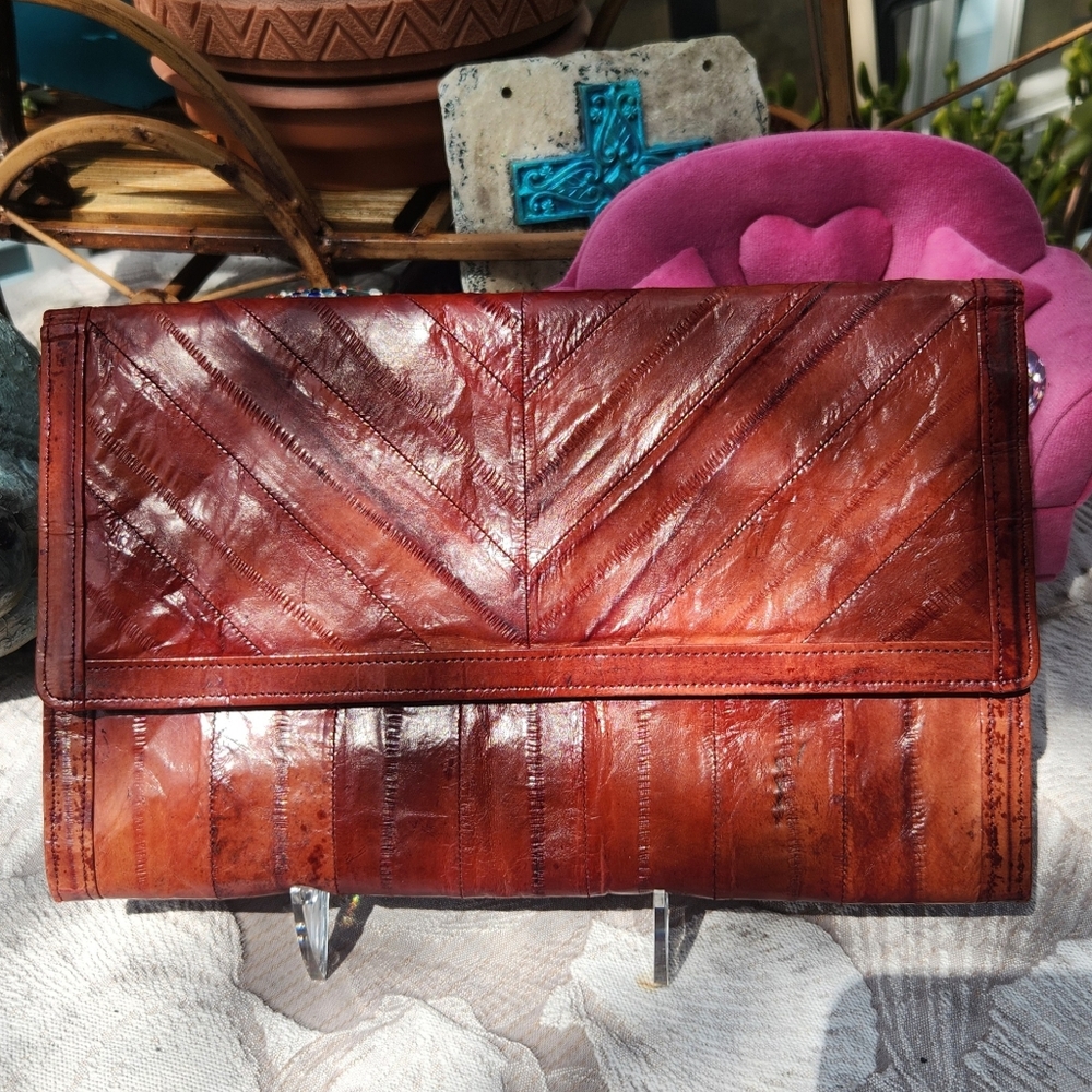 EUC Eel Skin Clutch by Ultimate beautiful unique conversion piece